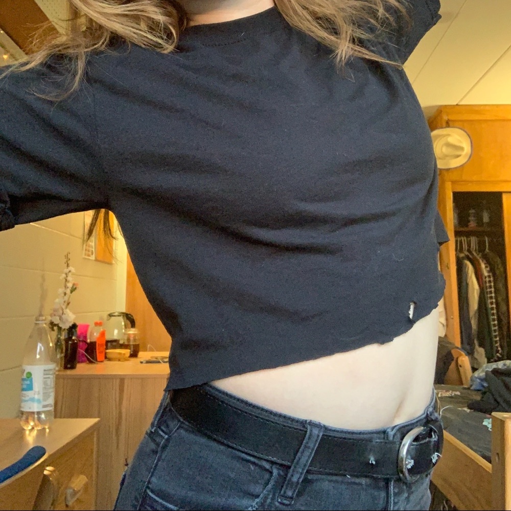 *3 FOR 10 BUNDLE* black cropped shirt